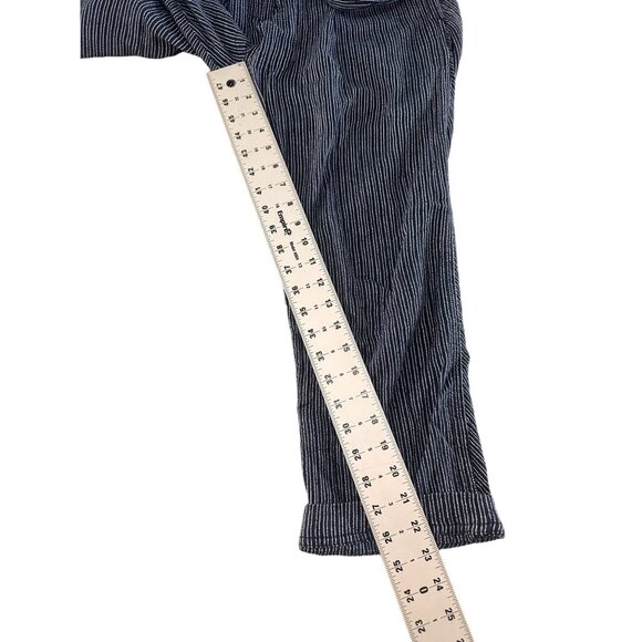 Free People Striped Harem Pants Womens 4 Blue High Rise Relaxed Cropped Bohemian - Picture 11 of 16